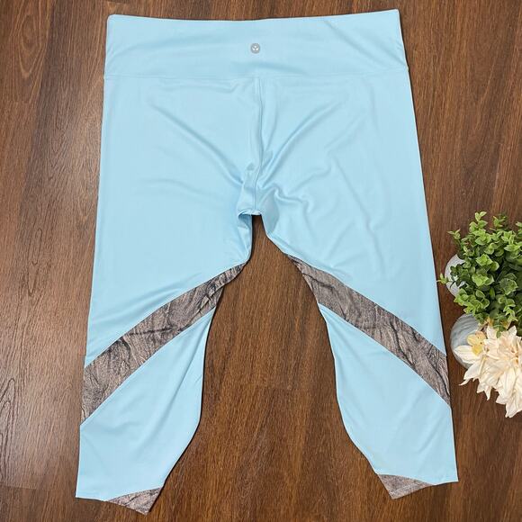 NEW Soulgani Active Love Twin Soul Leggings 3X Blue Gray Stripe Plus - Picture 5 of 8